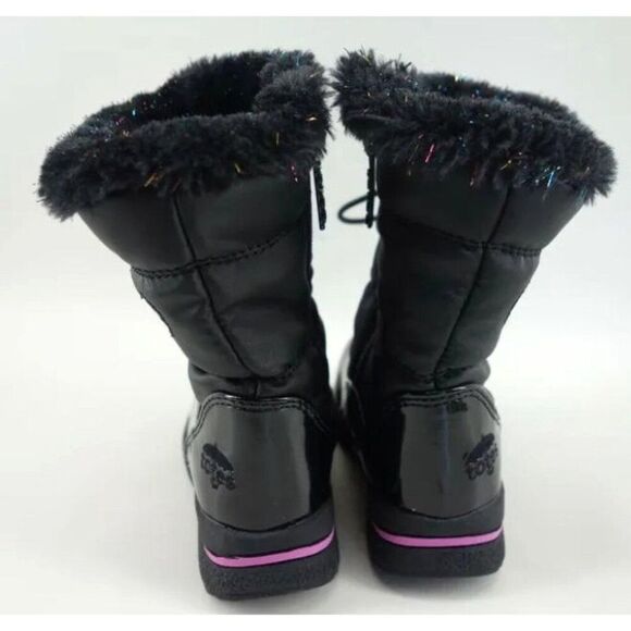 Totes Mindy Hearts Black Pink Toddler Girls‎ Snow Boots Size 6 - Picture 5 of 9